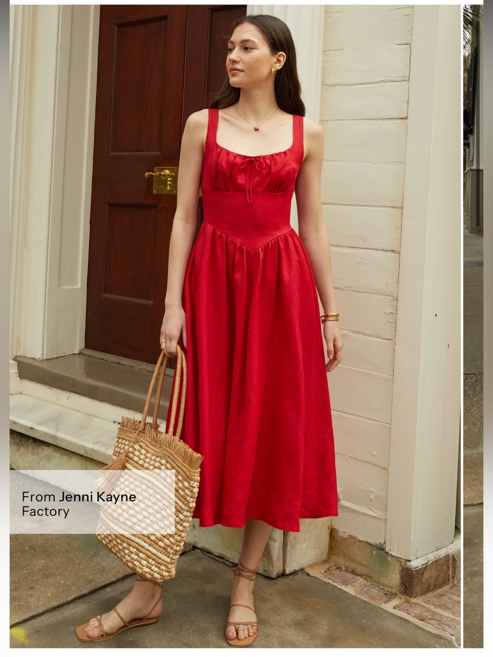 NWT o.p.t Chiara Linen Smocked Romantic Red Few Moda Jenni Kayne Factory Dress 2